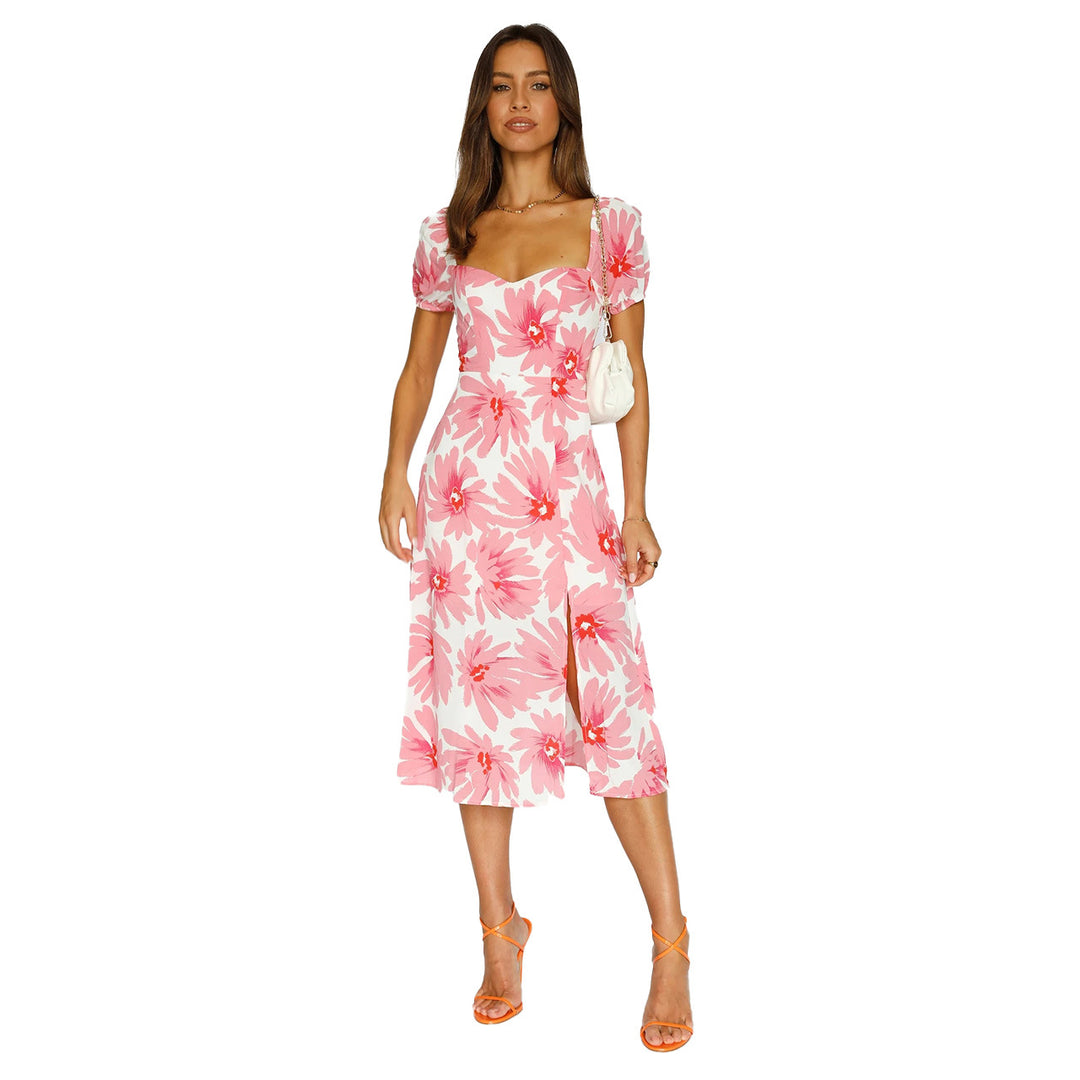 Damen Midikleid mit rüschenverzierten Ärmeln und fließendem Stoff R&B