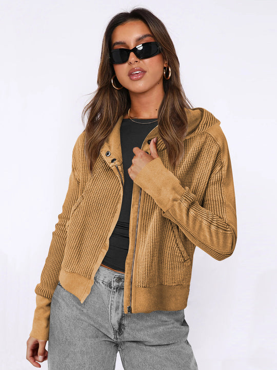 Damen Sportliche Kapuzenjacke mit strukturierter Oberfläche R&B