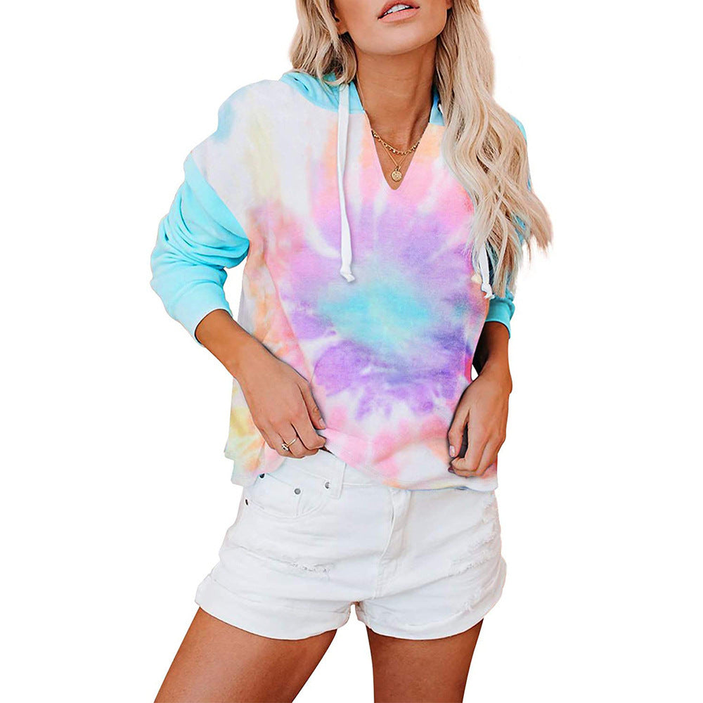 Damen lässiger Kapuzenpullover im modernen Tie-Dye-Design R&B