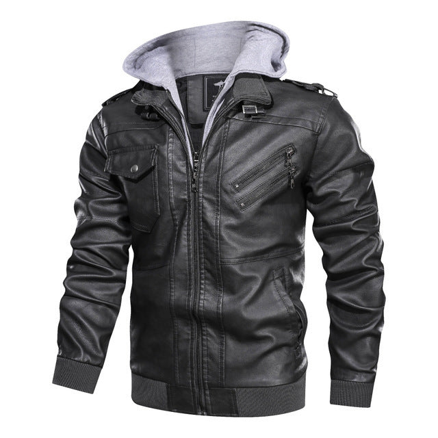 Herren lässige jacke mit abnehmbarer Kapuze und funktionalen Taschen R&B