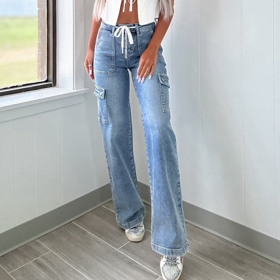 Damen Cargo-Jeans mit weichem Bund und praktischen Taschen R&B