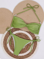 Damen Bandeau-Bikini mit eleganten Perlenschnüren R&B