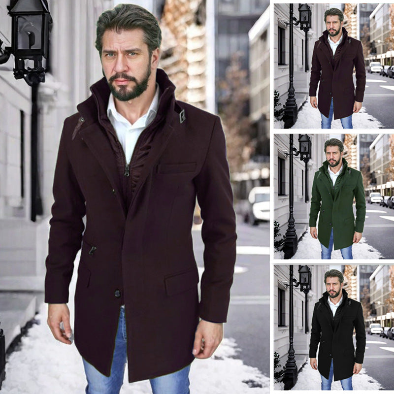 Herren stylischer und funktioneller Übergangs-Mantel mit abnehmbarer Innenjacke R&B