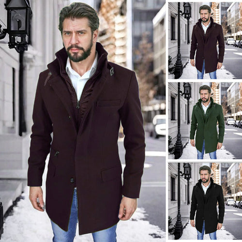 Herren stylischer und funktioneller Übergangs-Mantel mit abnehmbarer Innenjacke R&B