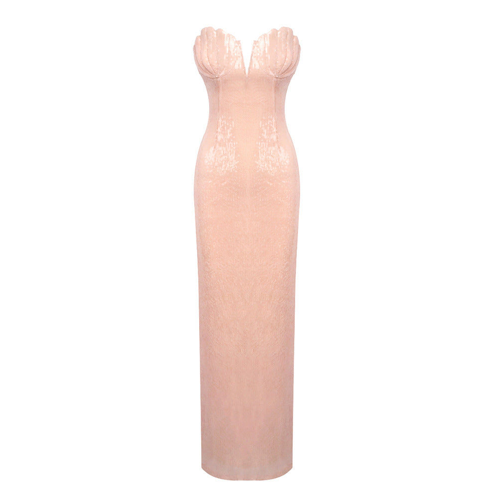 Damen figurbetontes Abendkleid mit herzförmigem Ausschnitt und eleganten Details R&B