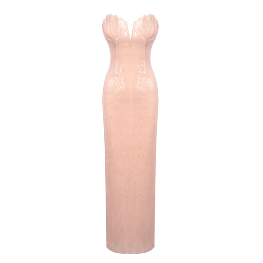 Damen figurbetontes Abendkleid mit herzförmigem Ausschnitt und eleganten Details R&B