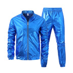 Herren nan Bomberjacke mit durchgehendem Reißverschluss, reflektierendem Metallic-Finish und elastischen Bündchen R&B