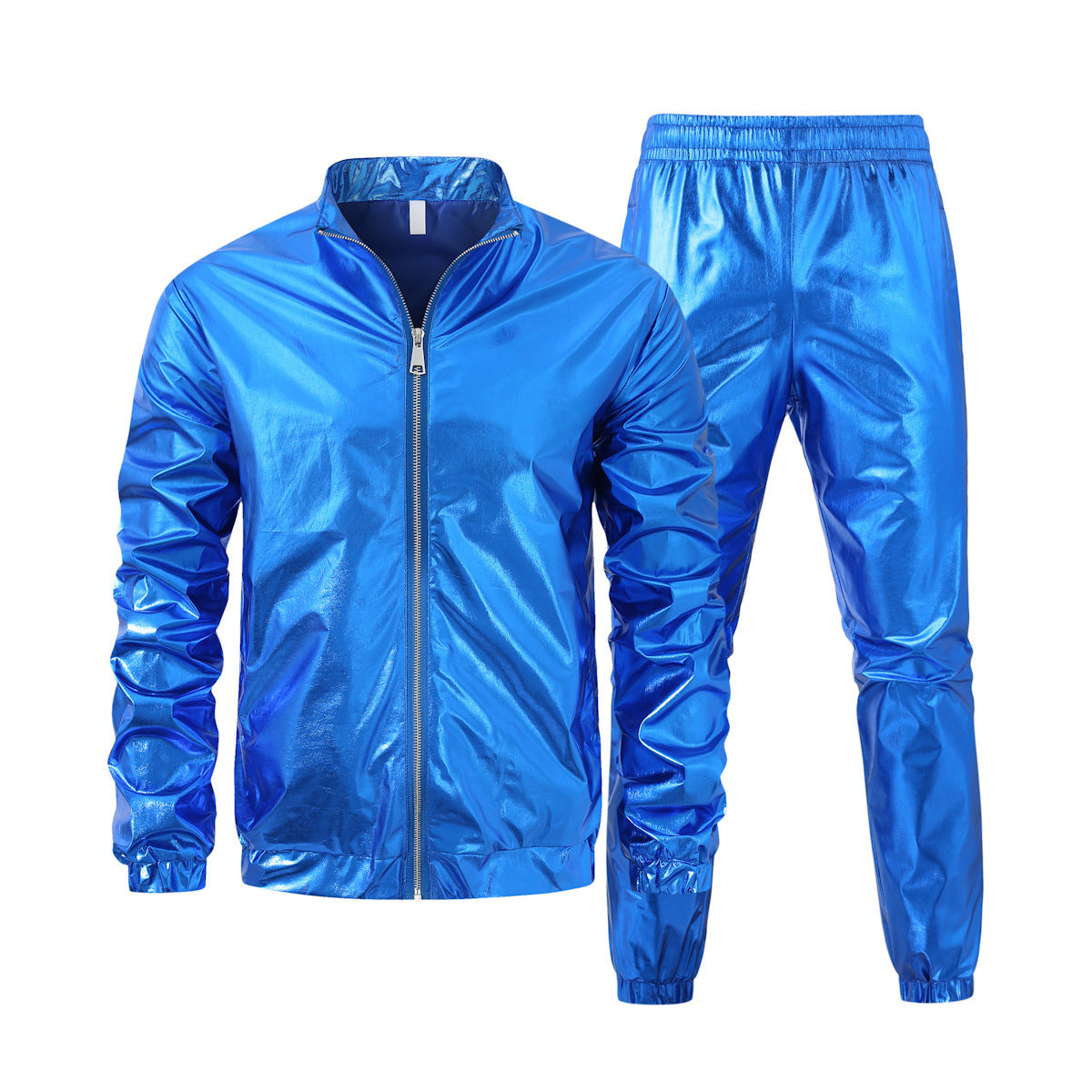 Herren nan Bomberjacke mit durchgehendem Reißverschluss, reflektierendem Metallic-Finish und elastischen Bündchen R&B
