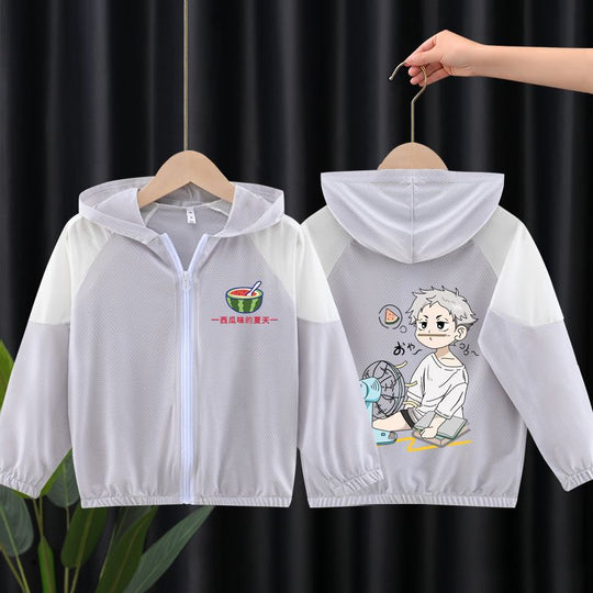 Unisex nan leichte atmungsaktive Kinder-Sommerjacke mit Kapuze und Astronautenprint  R&B