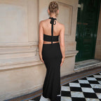 Damen Elegantes Zwei-Teiliges Set aus Crop-Top und Maxirock R&B