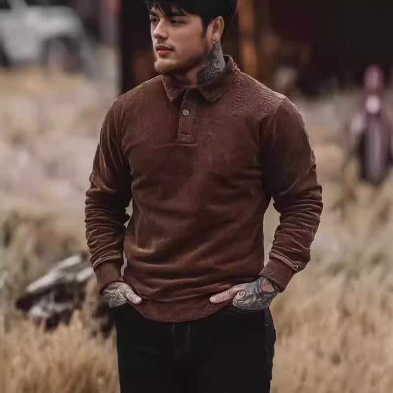 Herren Cord-Polohemd mit Knopfleiste und klassischem Kragen