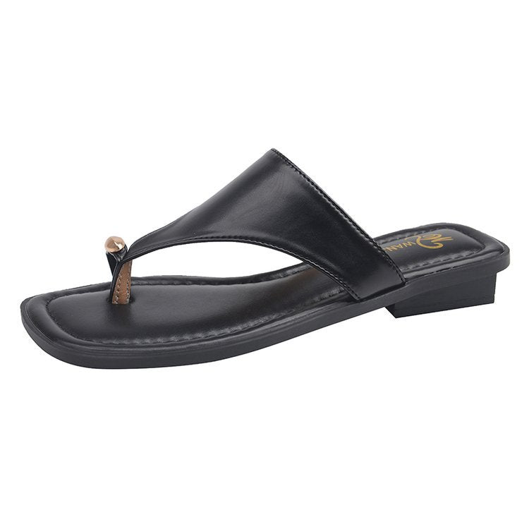 Damen elegante Zehentrenner-Pantoletten mit dekorativem Schmuckdetail R&B