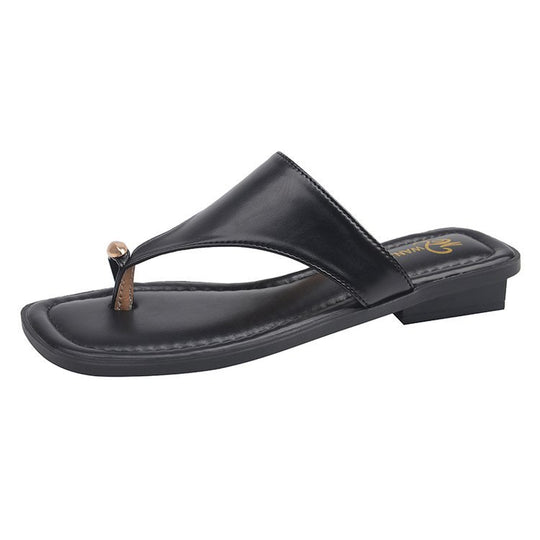 Damen elegante Zehentrenner-Pantoletten mit dekorativem Schmuckdetail R&B