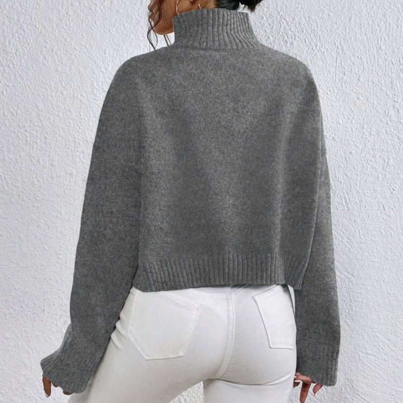 Damen modischer Kragenpullover aus weicher Wolle R&B