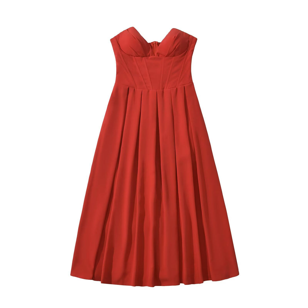Damen Maxikleid mit elegantem Bustier-Ausschnitt und fließendem Rock R&B