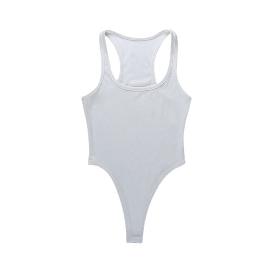 Damen hochgeschnittenes Body aus Rippenjersey mit breiten Trägern R&B