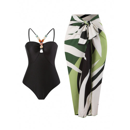 Damen Bandeau-Badeanzug mit asymmetrischem Rock R&B