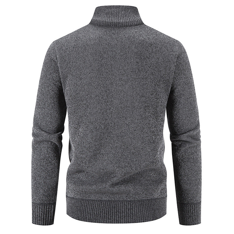 Herren elegante Strickjacke mit hohem Kragen und praktischen Reißverschlusstaschen