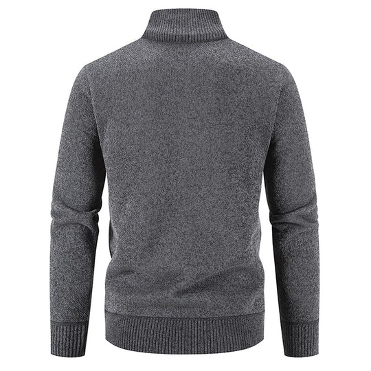 Herren elegante Strickjacke mit hohem Kragen und praktischen Reißverschlusstaschen R&B