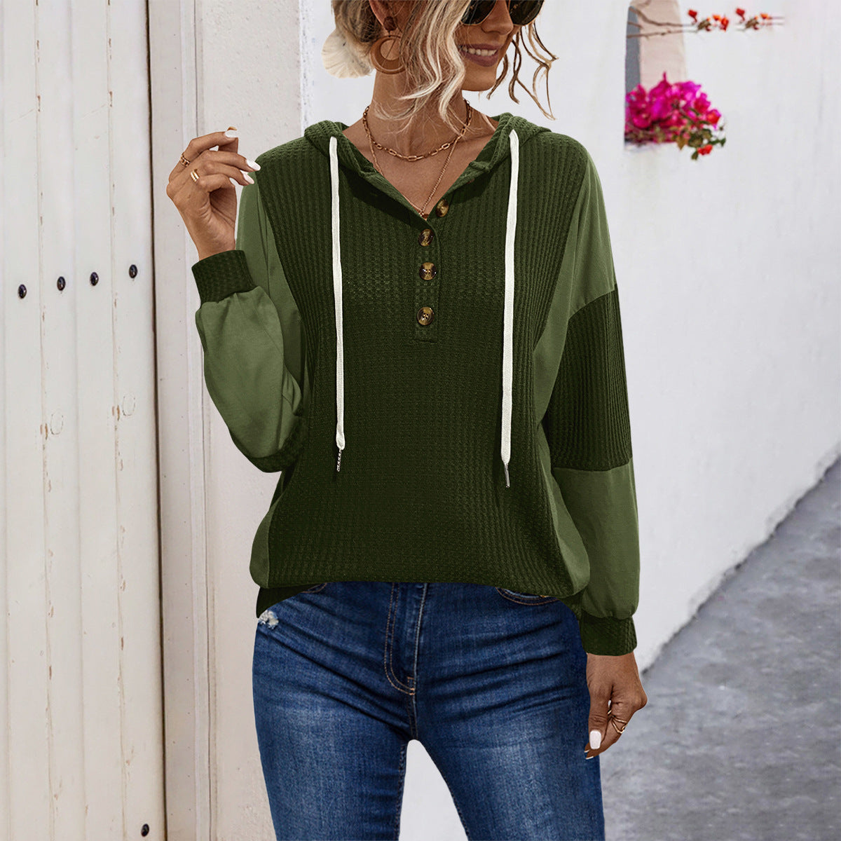Damen Kapuzensweater mit strukturiertem Design und sportivem Schnitt R&B