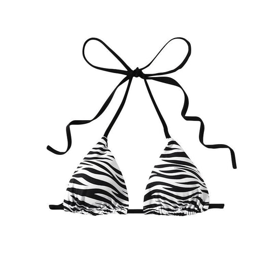 Damen Triangel-Bikini mit verspieltem Zebra-Muster und anpassbarem Halter R&B