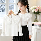 Mädchen Bluse mit romantischem Rüschensaum und feiner Stickerei R&B
