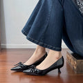 Damen elegante Slingback Pumps mit verspielter Schleifenverzierung