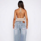 Damen Elegantes Halterneck-Top mit raffiniertem Ausschnitt und dekorativem Ringdetail R&B