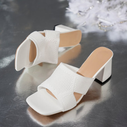 Damen elegante und bequeme Blockabsatzpantoletten R&B