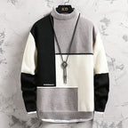 Herren hochwertiger Rollkragenpullover mit modernem geometrischem Design R&B