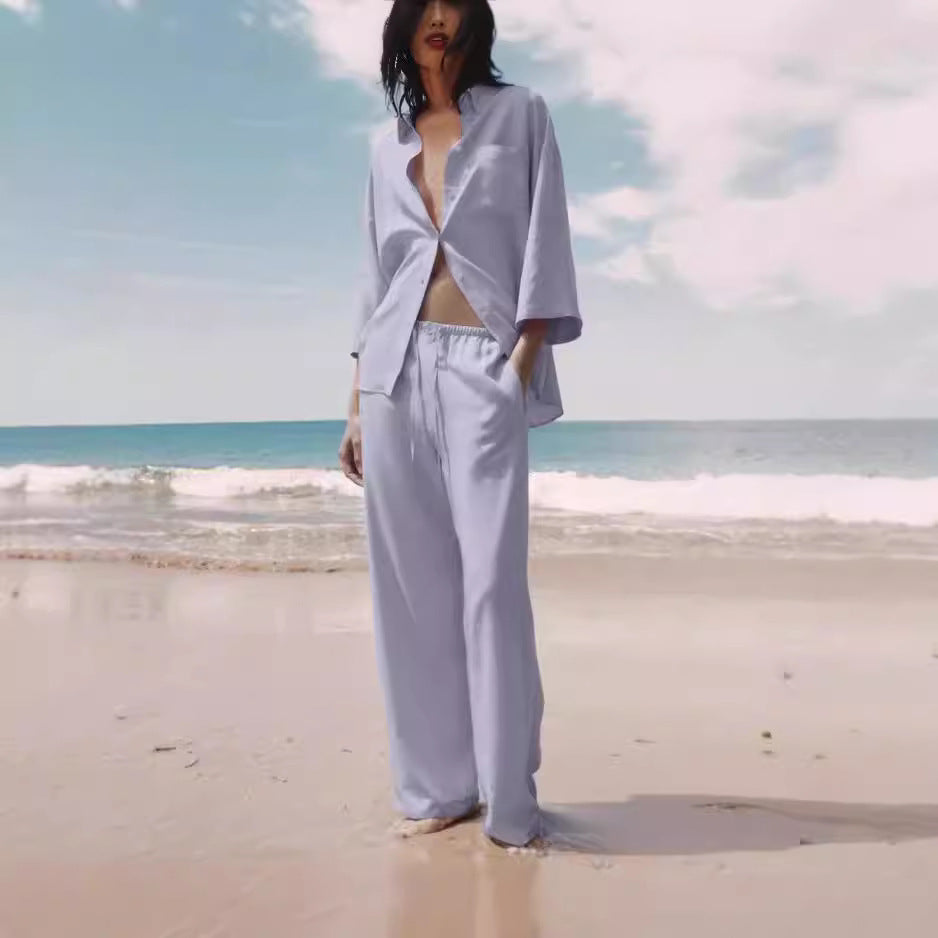 Damen lässiges Satin-Set R&B