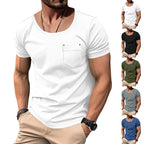 Herren T-Shirt mit praktischer Brusttasche und modernem V-Ausschnitt