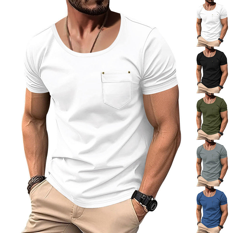 Herren T-Shirt mit praktischer Brusttasche und modernem V-Ausschnitt