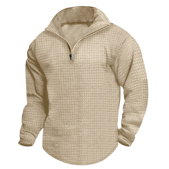 Herren bequeme Fleecejacke mit modernem Reißverschluss und strukturiertem Design R&B