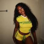 Damen Sportliches Zweiteiliges Set mit kurzem Oberteil und Shorts R&B