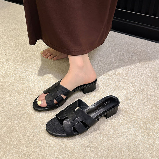 Damen Komfortable Mules mit elegantem Riemen R&B