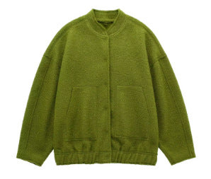 Damen gemütliche Sweatjacke mit hoher Kragenform und praktischen Taschen R&B