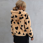 Damen Kuschelige Jacke im farbenfrohen Herzdesign R&B