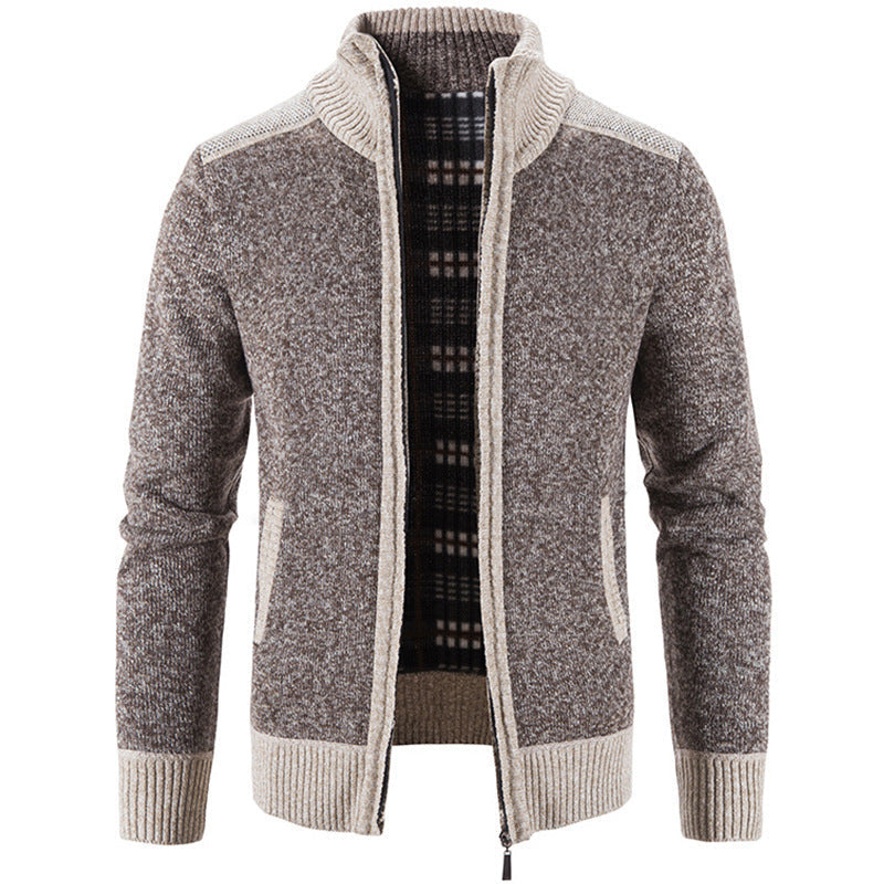Herren Strickjacke mit modernem Stehkragen und strukturiertem Design R&B