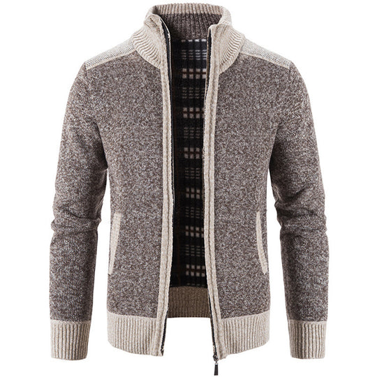 Herren Strickjacke mit modernem Stehkragen und strukturiertem Design R&B