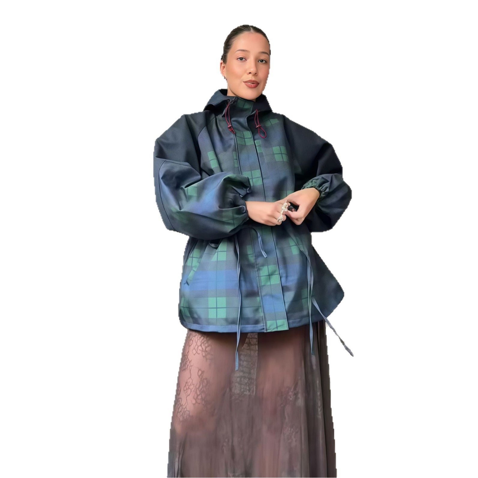 Damen Utility-Jacke mit auffälligem Karomuster und lässiger Passform R&B