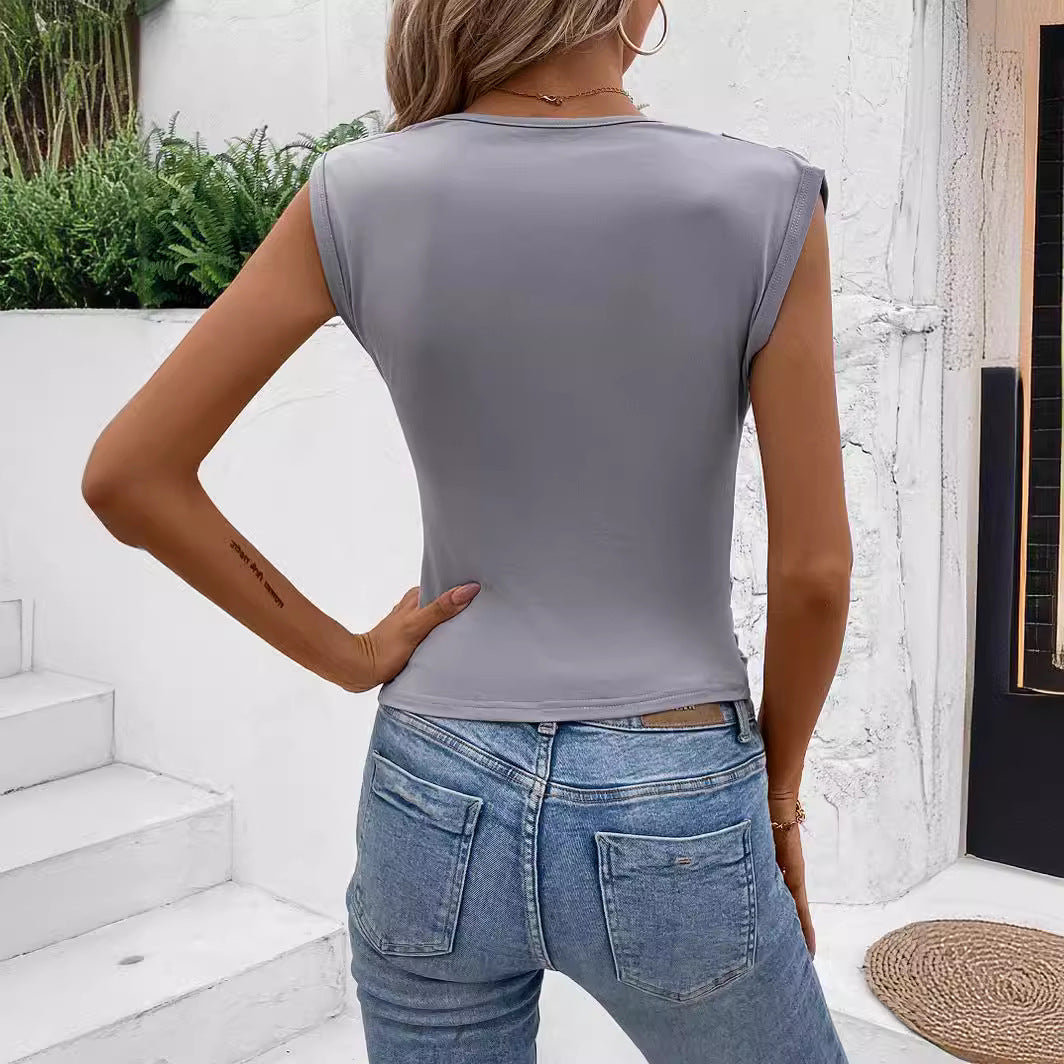 Damen Figurbetontes Oberteil mit Drapierungsdesign R&B