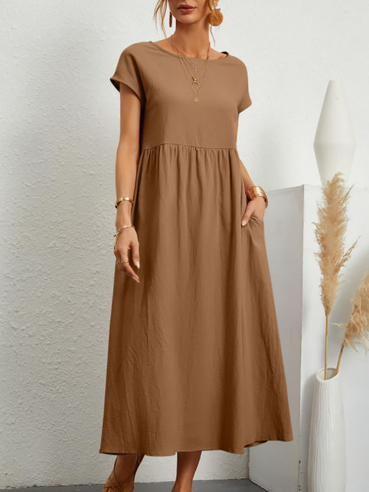 Damen Midikleid mit Lässigem Schnitt und Seitlichen Taschen R&B