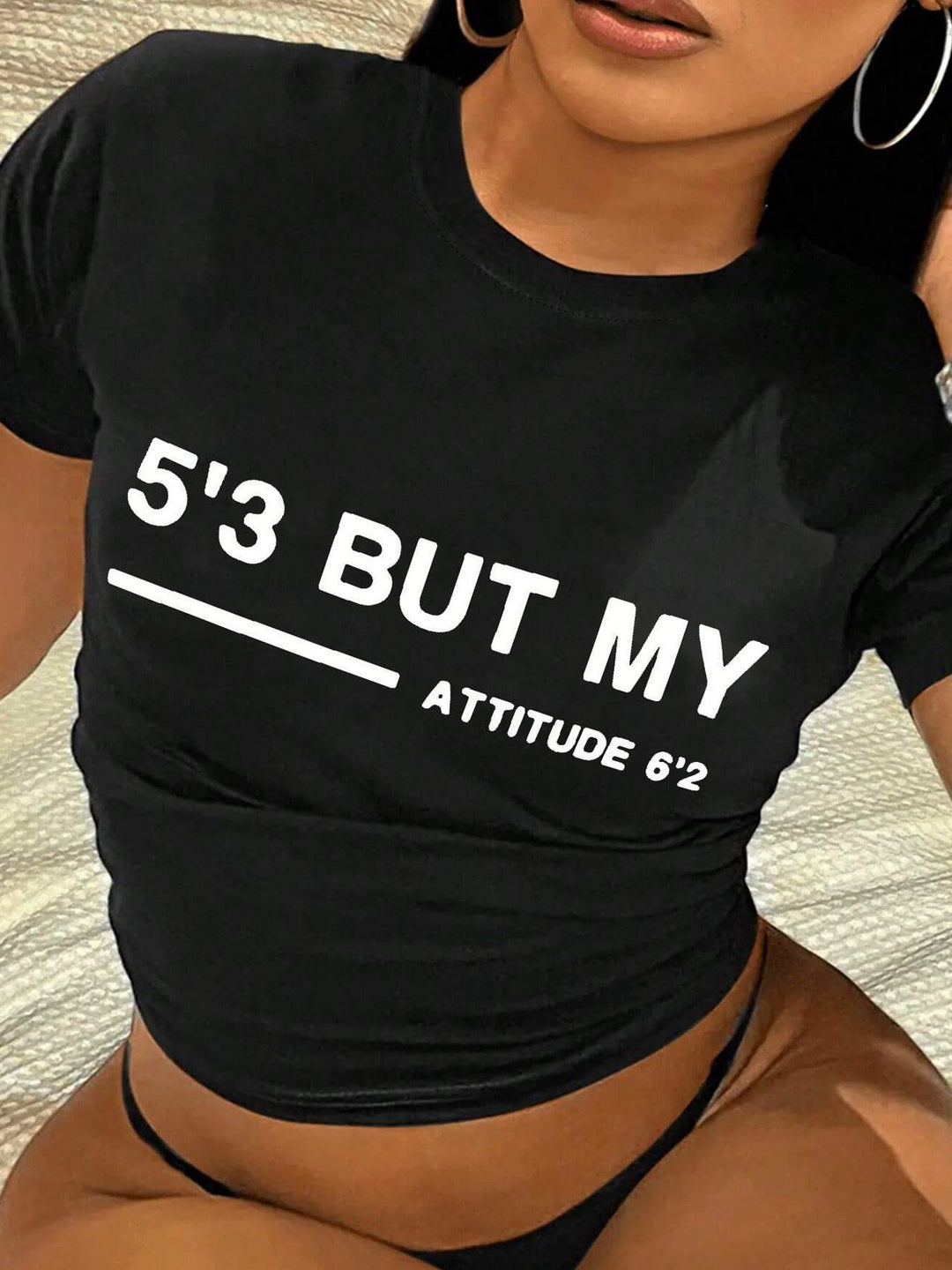 Damen Crop-T-Shirt mit kreativem Telefon-Design R&B