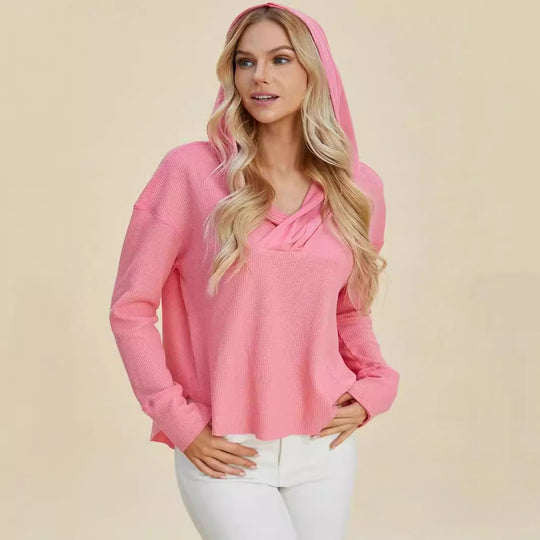 Damen Freizeit Hoodie mit raffiniertem Ausschnitt R&B