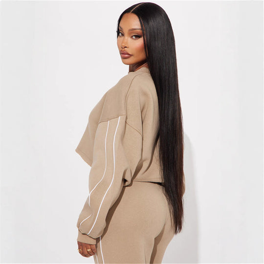 Damen lässiger Crop-Top Hoodie R&B