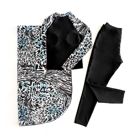 Damen Sportliches Badeoberteil mit langem Arm und modischem Wickelrock R&B