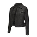 Damen modische Shortjacke aus Kunstleder mit Reißverschlussdetails