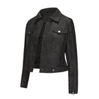 Damen modische Shortjacke aus Kunstleder mit Reißverschlussdetails