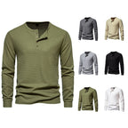 Herren Langarmshirt mit Knopfleiste und strukturiertem Design R&B